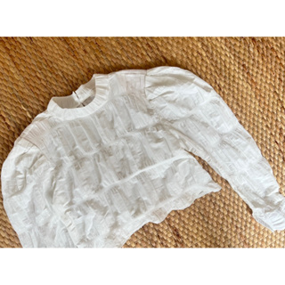 Cotton ขาวแขนพอง ดีเทลน่ารักมาก ขาวสะอาด  บ่าเสริมฟองน้ำ น่ารักใหม่กริบ 36 ยาว 17 Code : 712(5)🟢