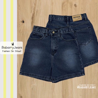 BabarryJeans ยีนส์สามส่วน ผญ เอวสูง รุ่นเรียบ คลาสสิค ยาว 15 นิ้ว (Original) สีดำฟอก