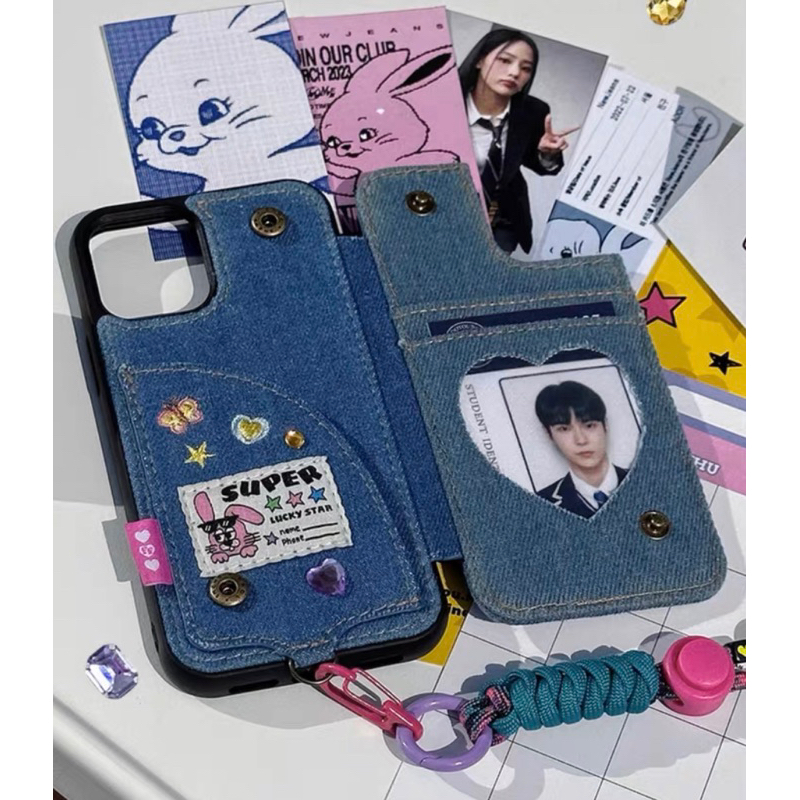 nine-open-denim-case-y2k-style-เคสประกบด้านหน้าใส่บัตรได้