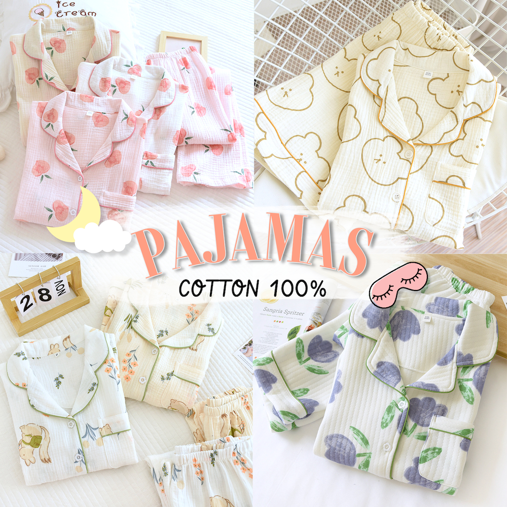 [รวมลาย1] ชุดนอน Daydreamers ชุดนอนผ้าคอตตอนสไตล์เกาหลี ผ้าคอตตอนสาลู ...