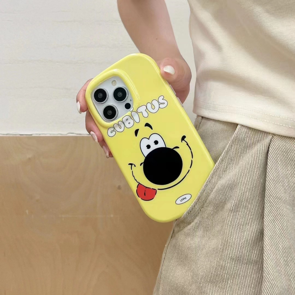 casephoneg-ป้องกันการหล่น-ขอบเต็ม-11-14-pro-max-การ์ตูน-ลูกสุนัขยิ้ม-สีเหลือง-น่าสนใจ-case-for-iphone-12-13