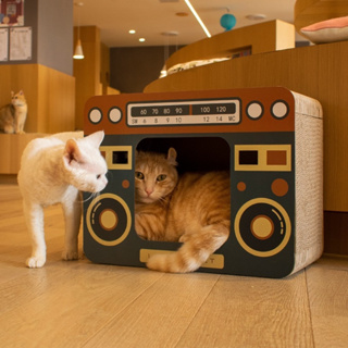 วินเทจวิทยุแมวรอยขีดข่วนคณะกรรมการเตียงแมวของเล่นแมวบ้านแมวอุปกรณ์ยืนกระดาษลูกฟูกบ้านแมว