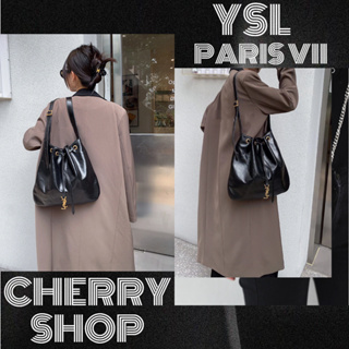 ถูกที่สุด ของแท้ 100%/Saint Laurent/ YSL PARIS VII LARGE FLAT HOBO BAG IN SMOOTH LEATHERผู้หญิง/กระเป๋าสะพายข้าง