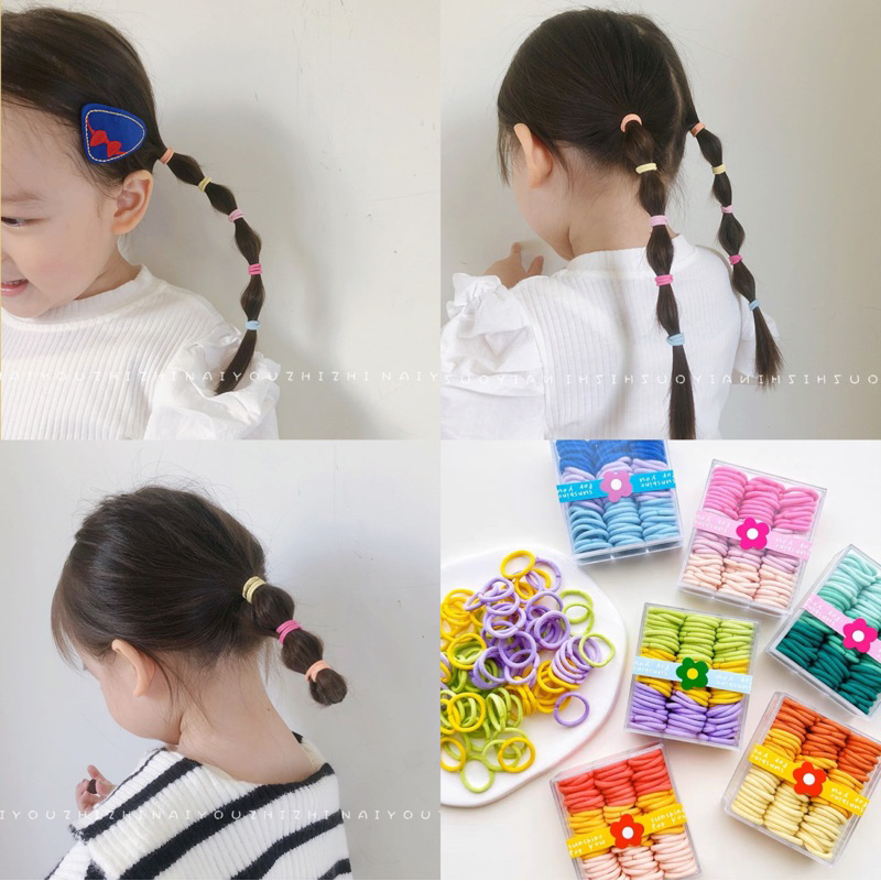 pretty-baby-พร้อมส่ง-ยางรัดผมเด็ก-ยางมัดผม-สําหรับเด็ก-1เเพ็ค90เส้น-791