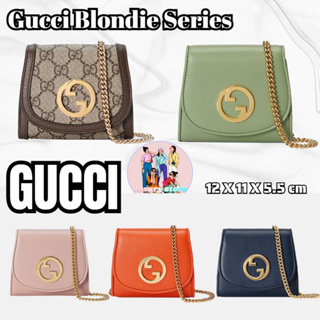 กุชชี่ Gucci Blondie กระเป๋าสตางค์โซ่กลาง/กระเป๋าผู้หญิง/กระเป๋าหูฟัง/สินค้าลดราคาปลอดภาษี