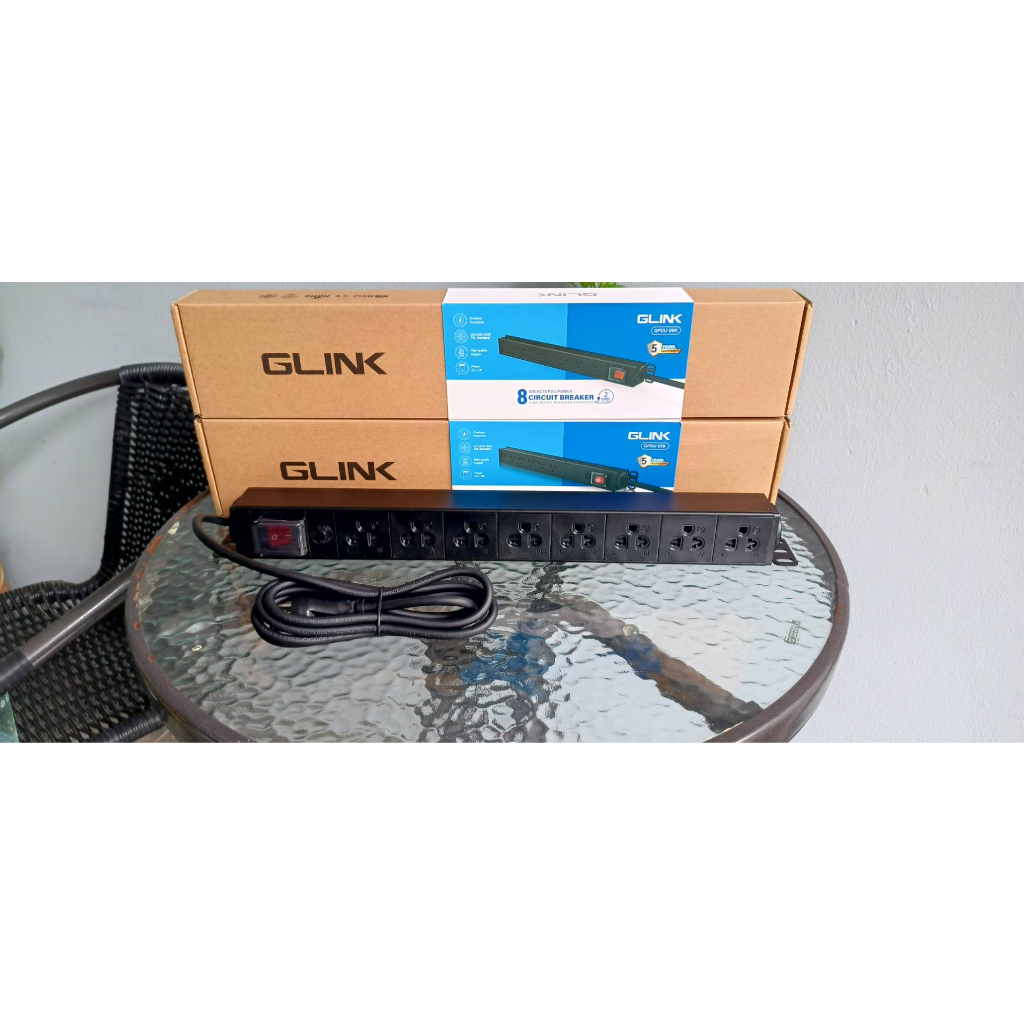 ปลั๊กไฟ Glink รุ่น GPDU-09K PDU Utility Socket 8 way Black รางปลั๊กไฟ ...