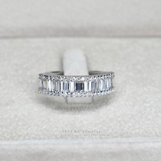 แหวนเงินแท้925 ชุบเคลือบทองคำขาว ประดับเพชร CZ Swiss Diamond [ Athena - Allure jewelry ]