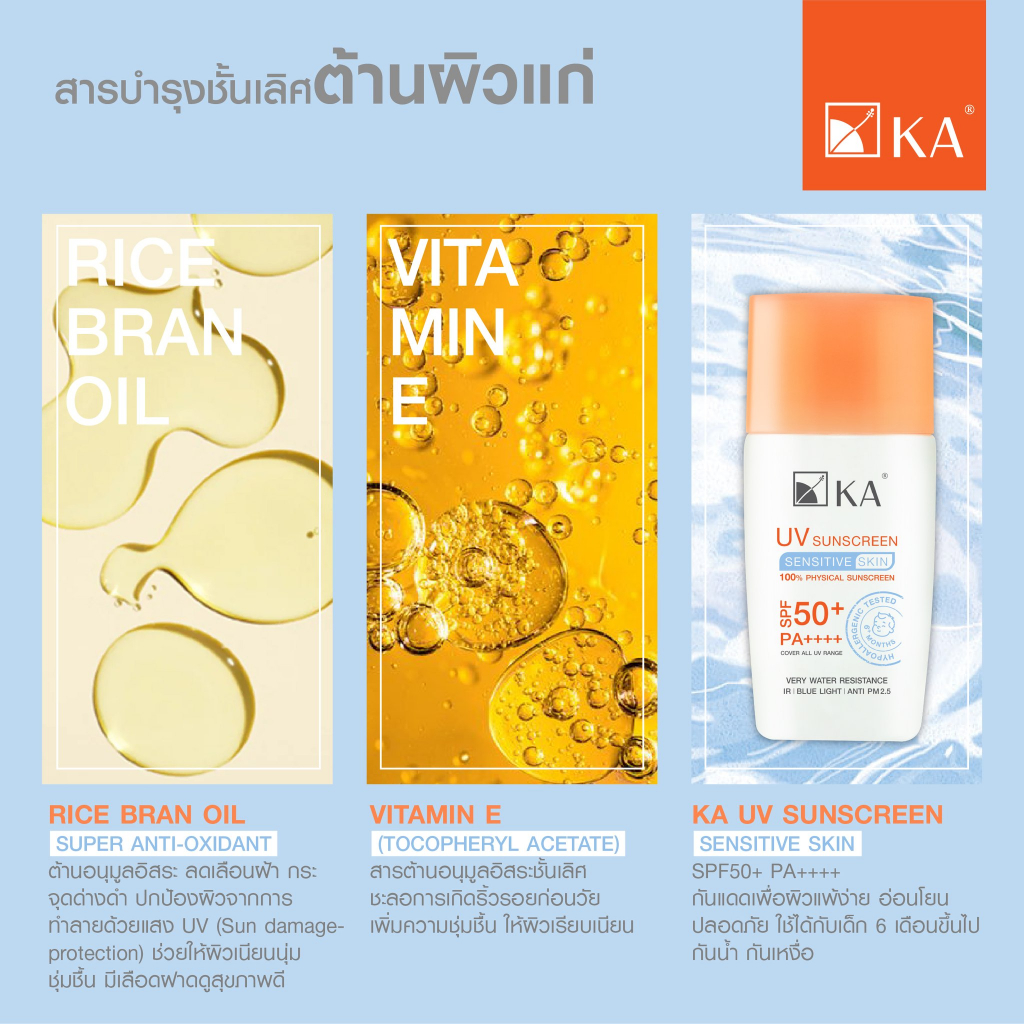 กันแดดเพื่อผิวแพ้ง่าย-ผิวเป็นสิว-ka-uv-sunscreen-spf50-pa-30-ml