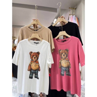 เสื้อยืดลายหมีเนคไทโบว์🧸🎀 ป้ายห้อย