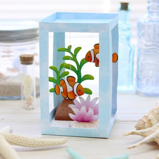 โมเดลกระดาษ 3D : ตู้ปลา Clownfish กระดาษโฟโต้เนื้อด้าน  กันละอองน้ำ ขนาด A4 220g.