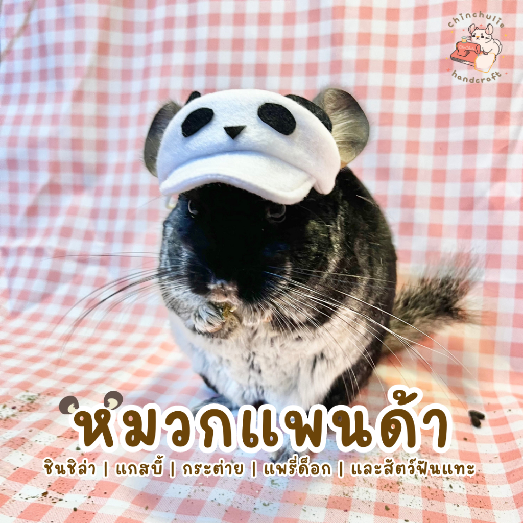 chinchulie-หมวกแพนด้า-ชินชิล่า-แกสบี้-กระต่าย-หมวกสัตว์เลี้ยง-หมวกสัตว์ฟันแทะ