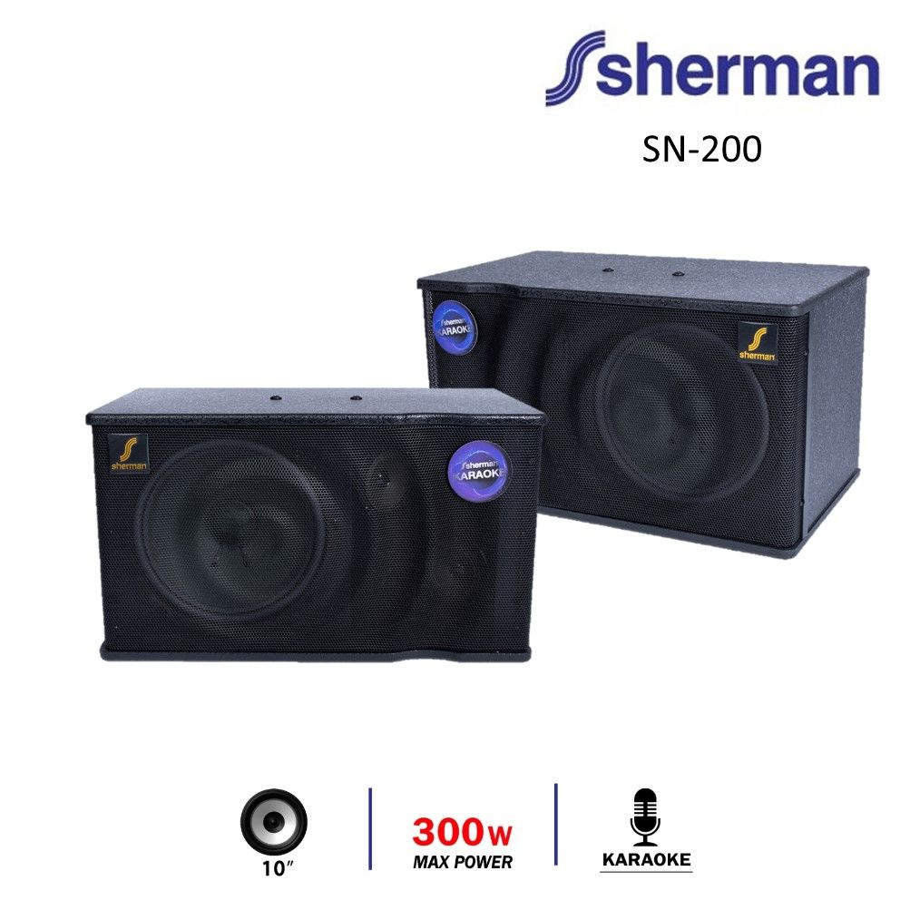 sherman-รุ่น-sn-200-ลำโพงคาราโอเกะ-10-นิ้ว-300-watt-ราคาต่อ-1คู่-2ใบ-สินค้าใหม่แกะกล่อง-ทุกชิ้น-รับรองของแท้100