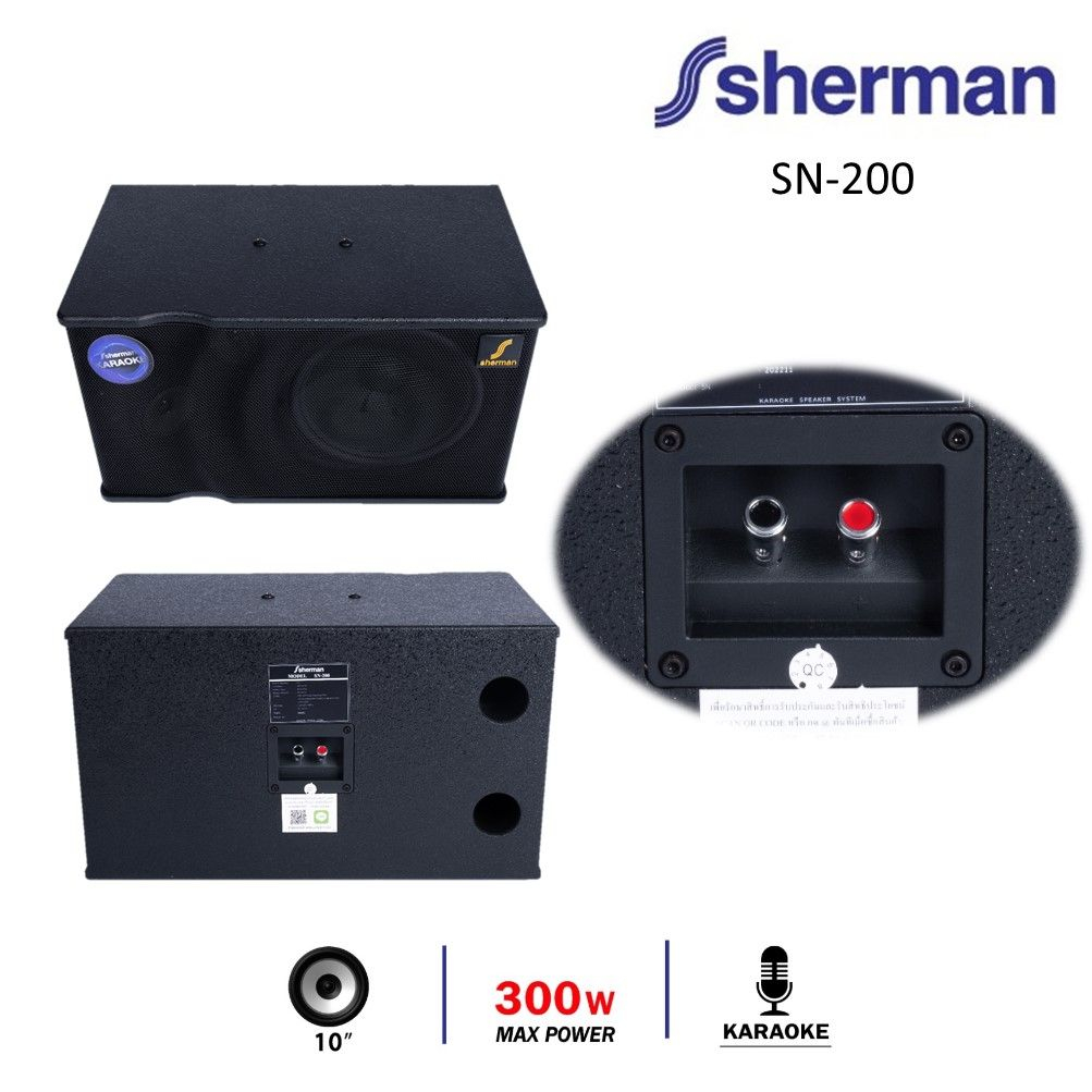 sherman-รุ่น-sn-200-ลำโพงคาราโอเกะ-10-นิ้ว-300-watt-ราคาต่อ-1คู่-2ใบ-สินค้าใหม่แกะกล่อง-ทุกชิ้น-รับรองของแท้100