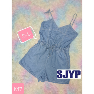 Size S🔴ยี่ห้อ SJYP🔴Jumpsuit จั๊มสูทยีน จั๊มสูทขาสั้น เกาหลี