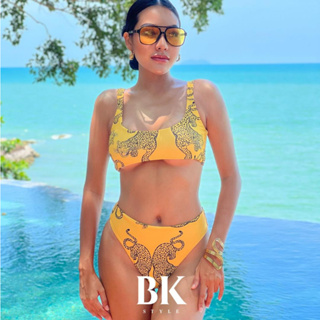 💥พร้อมส่ง💥 Bikini สีเหลือง ลายเสือ