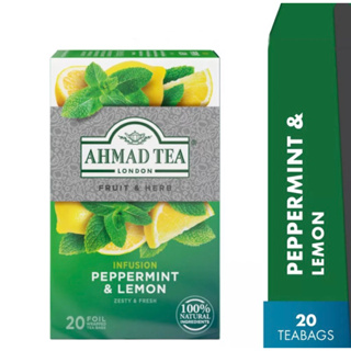 [พร้อมส่ง] ชาผลไม้ กลิ่นมะนาวเเละมิ้นท์ Ahmad Tea Peppermint &amp; Lemon (20 Teabags) Halal Certified