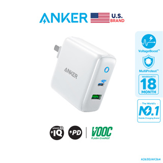 Anker PowerPort 2Port 38W with Vooc หัวชาร์จเร็ว Oppo Vooc Charge 20W รองรับชาร์จเร็ว PD , QC3.0  เครื่องเดียวชาร์จครบ - AK264