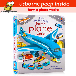 (ใช้โค้ดรับcoinคืน10%ได้) พร้อมส่ง บอร์ดบุ๊ค Flip Flap สำหรับเด็ก USBORNE PEEP INSIDE HOW A PLANE WORKS (AGE 3+)หนังสือบอร์ดบุ๊คสำหรับเด็ก หนังสือภาษาอังกฤษ by GreatEnglishBooks