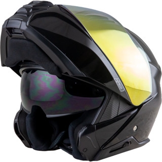 Hybrid หมวกกันน็อค ยกคาง ยี่ห้อ Index ID Helmets รุ่น Hybrid สีดำมันล้วน แว่น 2ชั้น