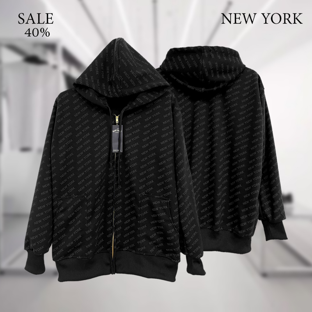 New york limited เสื้อกันหนาว เสื้อตคลุมแขนยาว ฮู้ด รุ่นพิมพ์ งานพรีเมี่ยม สีดำ แดง กรม กาแฟ เทาเข้ม ครีม