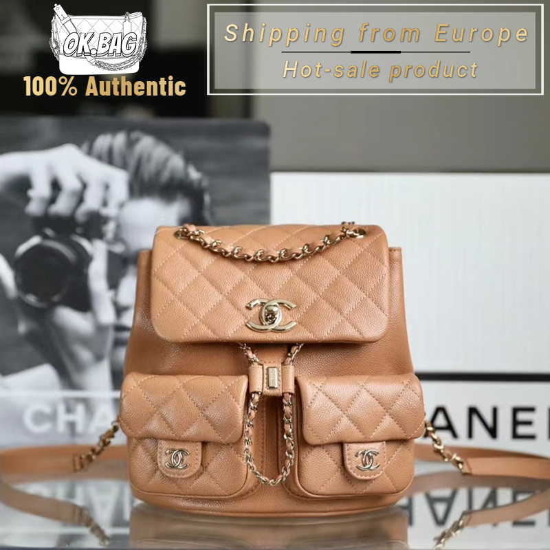 ชาแนล-chanel-23p-cowhide-caramel-large-backpack-สุภาพสตรี-กระเป๋าสะพายไหล่