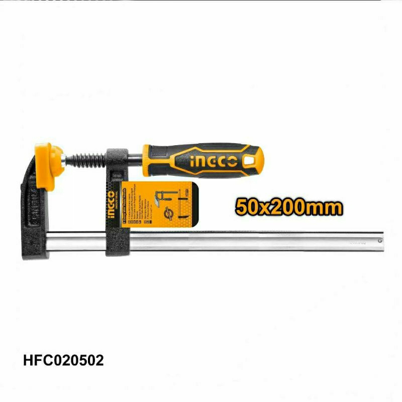 ingco-ปากกาจับชิ้นงาน-ตัวเอฟ-f-clamp-ขนาด-50x200mm-รุ่น-hfc020502-แข็งแรง-ทนทาน-งานหนัก