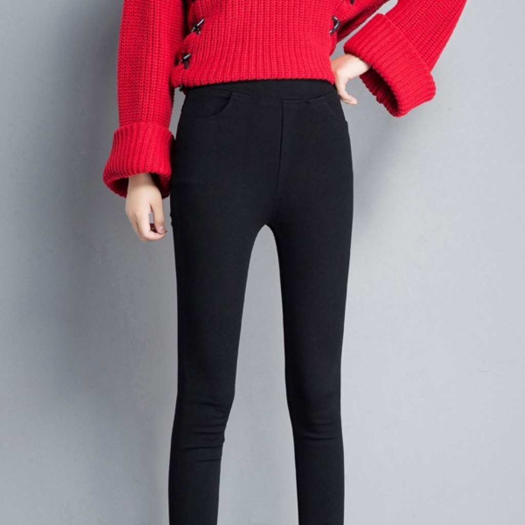 catalog-fashion-กางเกงขายาวสลิมฟิตสีดำ-ผ้าหนายืดหยุ่น-มีกระเป๋า-ไซส์-s-5xl