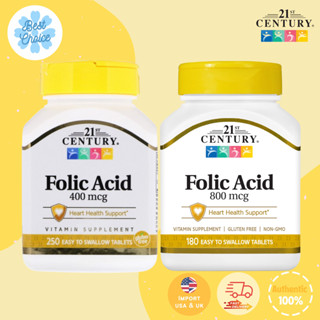 ภาพหน้าปกสินค้าพร้อมส่ง ✨ของใหม่ 21st Century Folic Acid 800 mcg 400 mcg 250 Easy to Swallow Tablets โฟลิค วิตามินบำรุงเลือด ลดอาการอ่อ ที่เกี่ยวข้อง