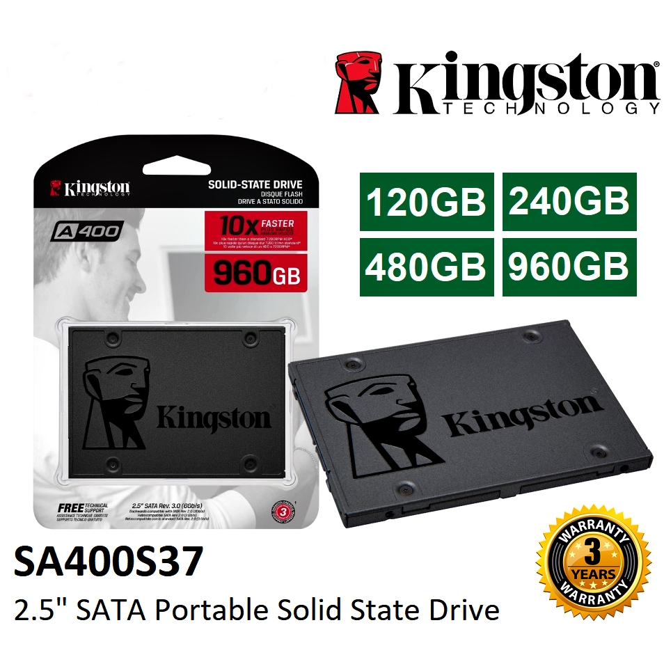 120GB / 240GB / 480GB / 960GB SSD (เอสเอสดี) KINGSTON A400 (SA400S37 ...