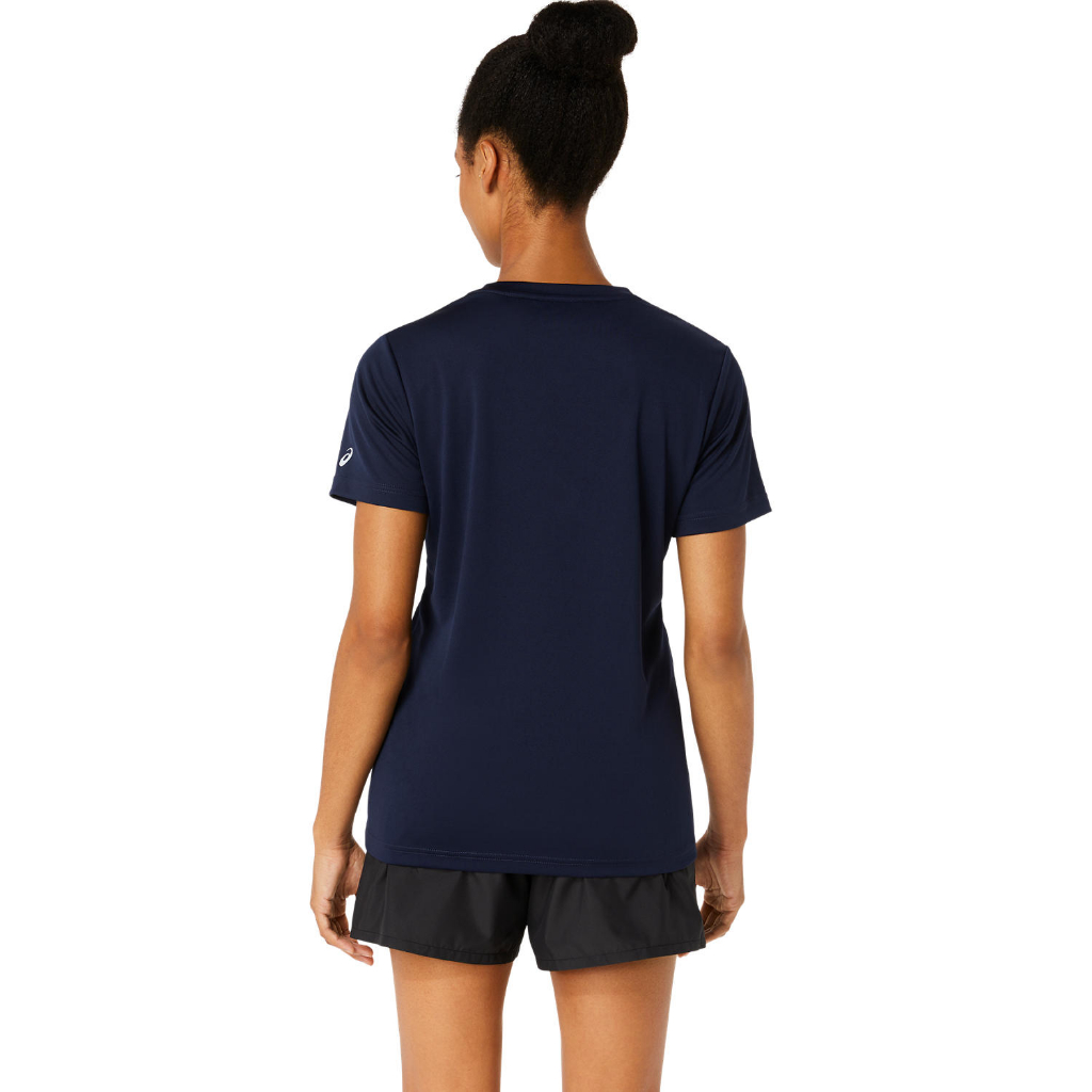 asics-asics-spiral-graphic-ss-tee-women-training-เสื้อ-ผู้หญิง-เสื้อ-เสื้อคอกลม-ของแท้-midnight