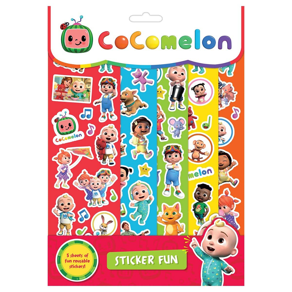 cocomelon-sticker-fun-with-five-sheets-of-reusable-stickers-creative-and-make-some-spectacular-sticker-scenes