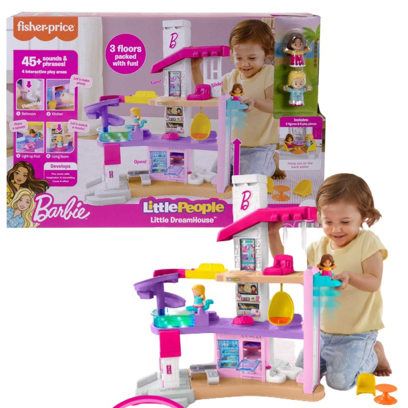 fisher-price-little-people-barbie-toddler-playset-little-dreamhouse-with-music-amp-lights-plus-figures-amp-accessories