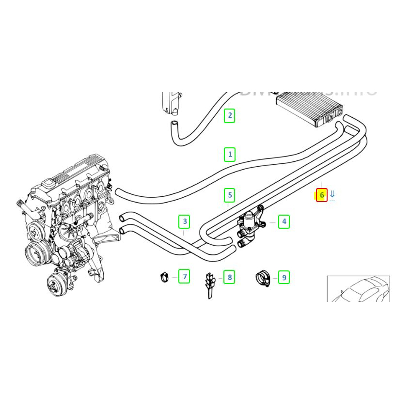 ท่อยางน้ำ-bmw-e46-m43