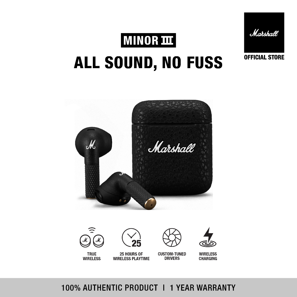 ภาพหน้าปกสินค้าMARSHALL Minor III black - หูฟังบลูทูธ, หูฟังไร้สาย, true wireless tws จากร้าน marshall_official_store บน Shopee