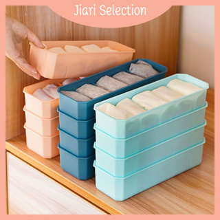 Jiari Selection  [✨สินค้าใหม่✨] กล่องลิ้นชักพลาสติกสําหรับจัดเก็บชุดชั้นในถุงเท้า 5 ช่อง 3 สีที่แตกต่างกัน