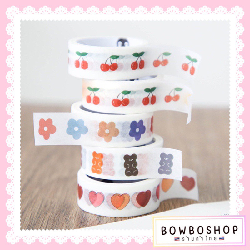 bowboshop-เทปวาชิ-ลายการ์ตูนน่ารัก-สำหรับตกแต่งสมุดภาพ-1-ม้วน-พร้อมส่งจากไทย