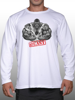 BEAST GORILLA เสื้อแขนยาวนักกล้าม  Men’s Bodybuilding Long Sleeve Athletic Gym Shirt
