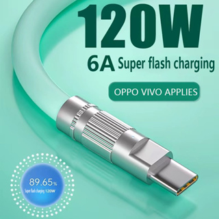 【รับประกัน 1 ปี】120w 6a Super Fast Charging Zinc Alloy Silica Gel Micro Usb Data Cable For Charging Android Type-c