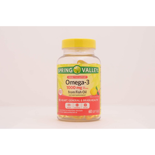 พร้อมส่ง วิตามินบำรุงสมอง โอเมก้า DHA & EPA Spring Valley Omega-3 from Fish Oil Heart General & Brain Health 1000 mg