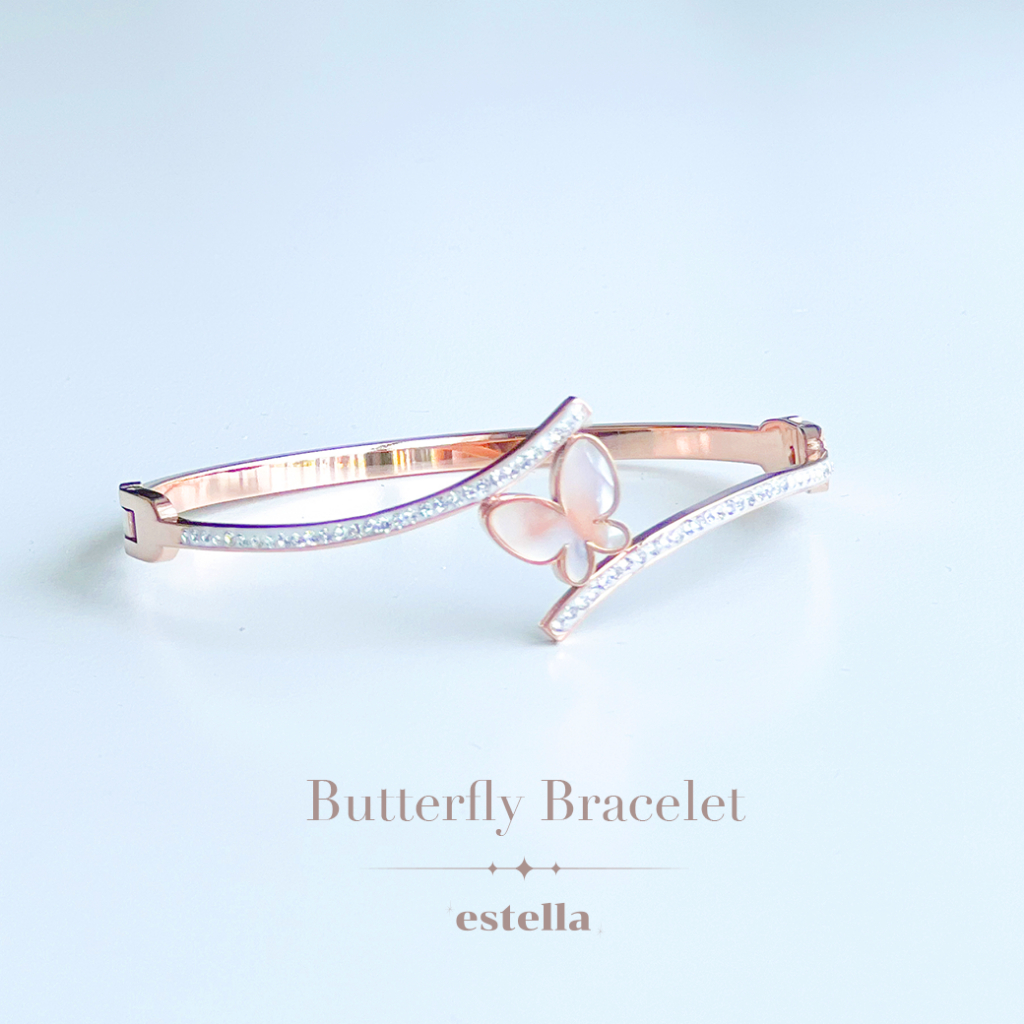 estella-กำไลข้อมือสแตนเลสแท้-butterfly-กำไลเพชร-กําไลข้อมือผู้หญิง-สร้อยข้อมือผู้หญิง