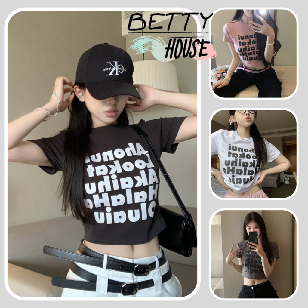 betty-house-เสื้อครอป-y2k-crop-topเสื้อยืดย้อนยุคอเมริกัน-พร้อมส่ง-พร้อมส่งจากกทม-มาถึงใน-3-5-วัน