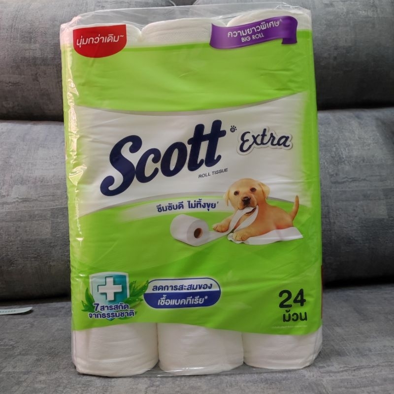 ยาวพิเศษ Scott Extra กระดาษชำระทิชชู่ สก๊อตต์เอ็กซ์ตร้า ยาวพิเศษ (24 ...