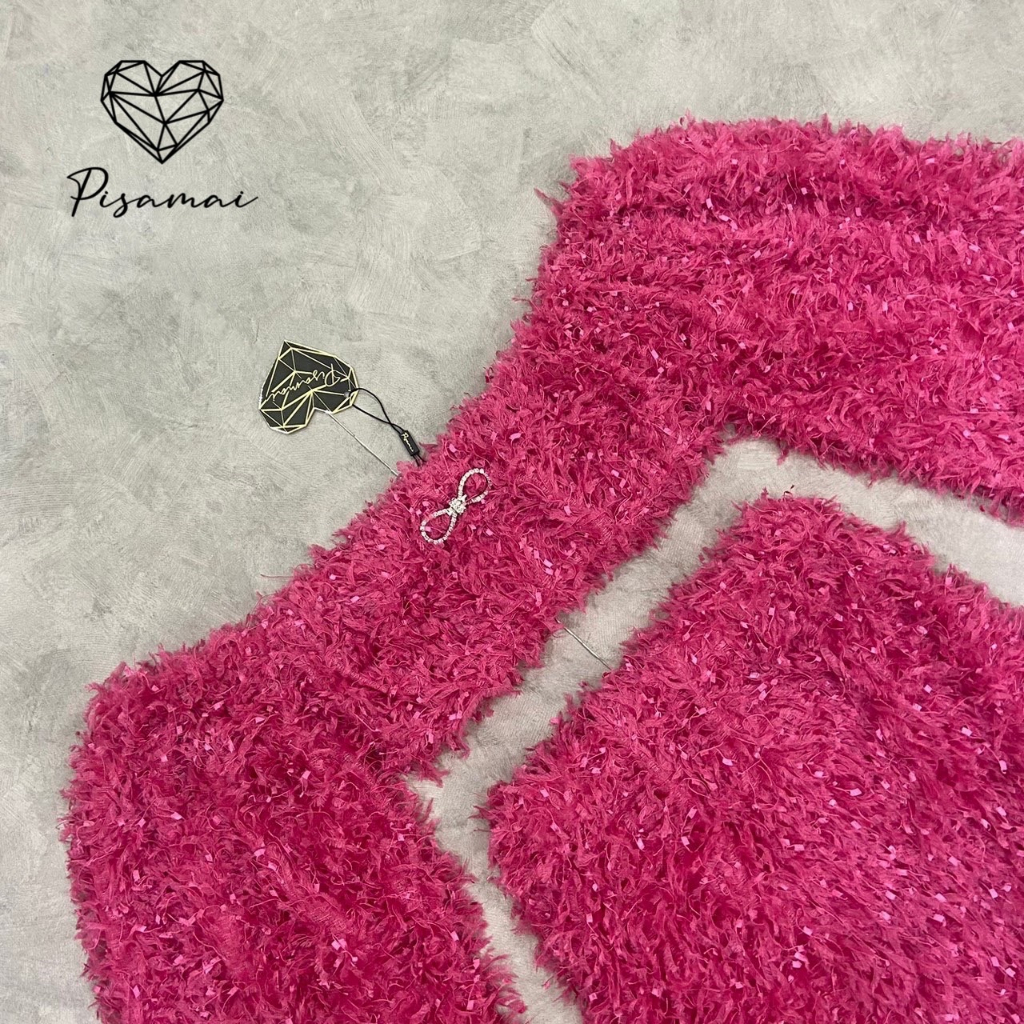 pisamai-เซ็ตเสื้อปาดไหล่สีชมพูบาร์บี้-รบกวนเช็คสต๊อกก่อนกดสั่งซื้อ