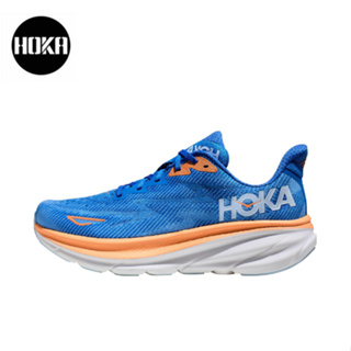 HOKA ONE ONE Clifton 9 Blue orange ของแท้ 100 %  Sports shoes Running shoes style