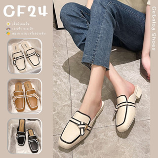 ꕥCatalog Shoesꕥ รองเท้าคัชชูเปิดส้น แต่งคาดเข็มขัด ยางนิ่ม 3 สี เบอร์ 36-41 (107)