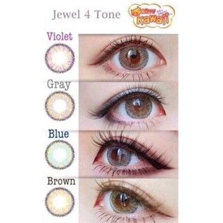 คอนแทคเลนส์ บิ๊กอาย รุ่น jewel 4 Tone  มีสีเทา/ตาล/ฟ้า/เขียว/ม่วง/ดำ Gray/Brown/Blue/Green/Violet/Black มีค่าสายตาปกติ