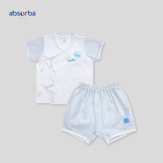 แอ็บซอร์บา ชุดผูกหน้า แขนสั้น สำหรับเด็กแรกเกิด - 3 เดือน สีฟ้า คอลเลคชั่น Bebe Pastel - Nb