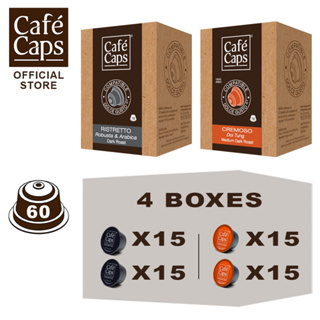 Cafecaps DG 60 RI - CRE - Coffee Nescafe Dolce Gusto MIX 60 Ristretto (2กล่องX 15 แคปซูล) &amp; Cremoso (2 กล่อง X 15แคปซูล)