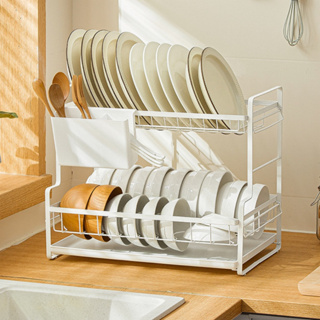 ที่คว่ำจานชาม ชั้นเก็บจาน ชั้นวางของในครัว dish drying rack 2 ชั้น พร้อมถาดรองน้ำ ระบายอากาศ ไม่อับชื้น Aliz.selection