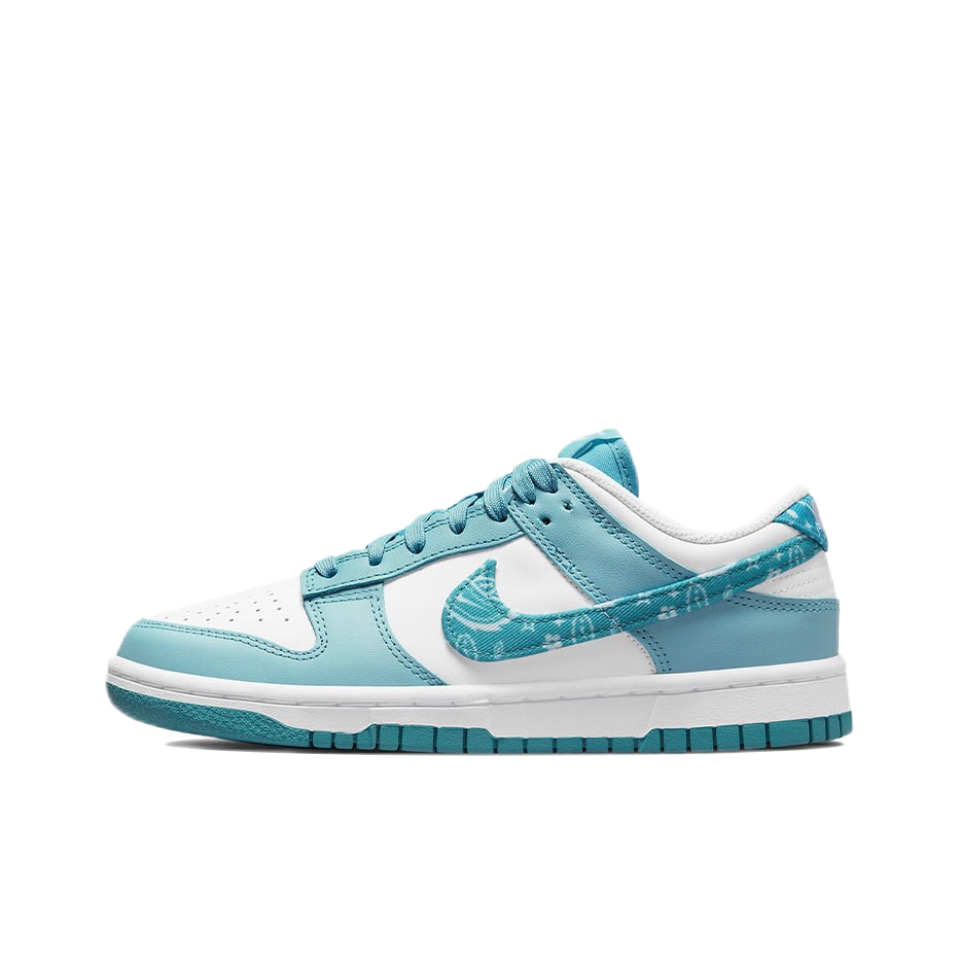 nike-dunk-low-ess-blue-paisley-ของแท้รองเท้าผ้าใบกันลื่นน้ำหนักเบาสีน้ำเงินสีขาว